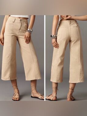 Anthropologie Maeve The Delaney Crop Clean-Seamed Wide-Leg Jeans, Size 29